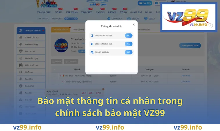 Bảo mật thông tin cá nhân trong chính sách bảo mật VZ99
