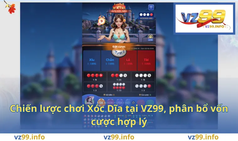 Chiến lược chơi Xóc Dĩa tại VZ99, phân bổ vốn cược hợp lý