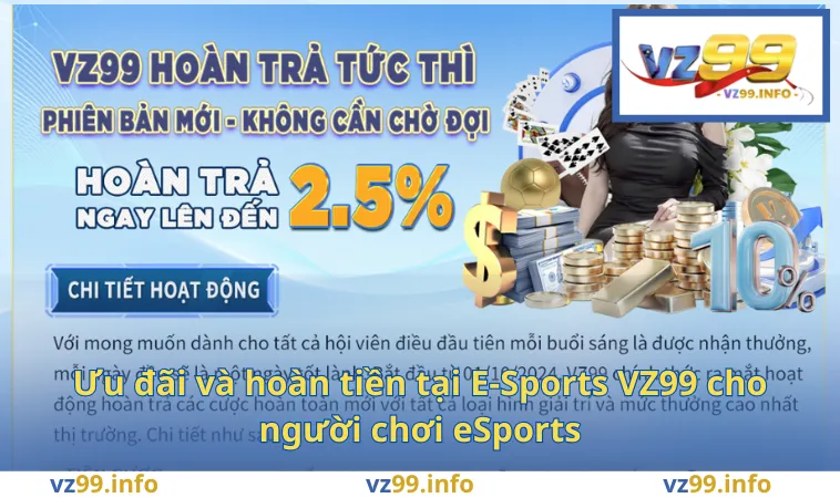 Ưu đãi và hoàn tiền tại E-Sports VZ99 cho người chơi eSports